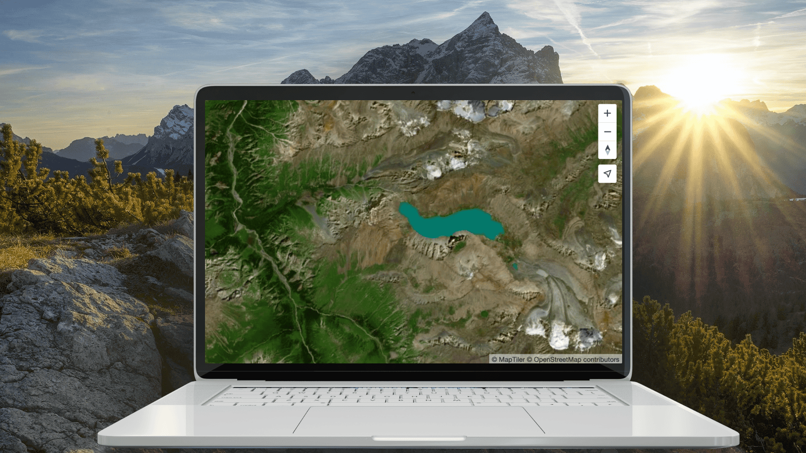 satellite map on a laptop