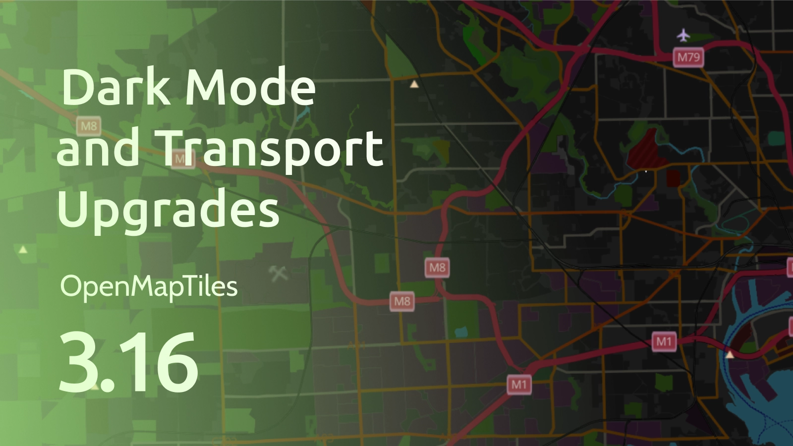 OpenMapTiles 3.16 dark mode and transport upgrades