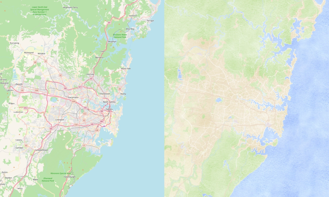 Aquarelle is a distinctive map style