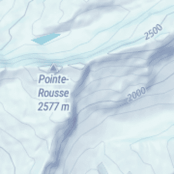 Hillshade & contour lines on a winter map