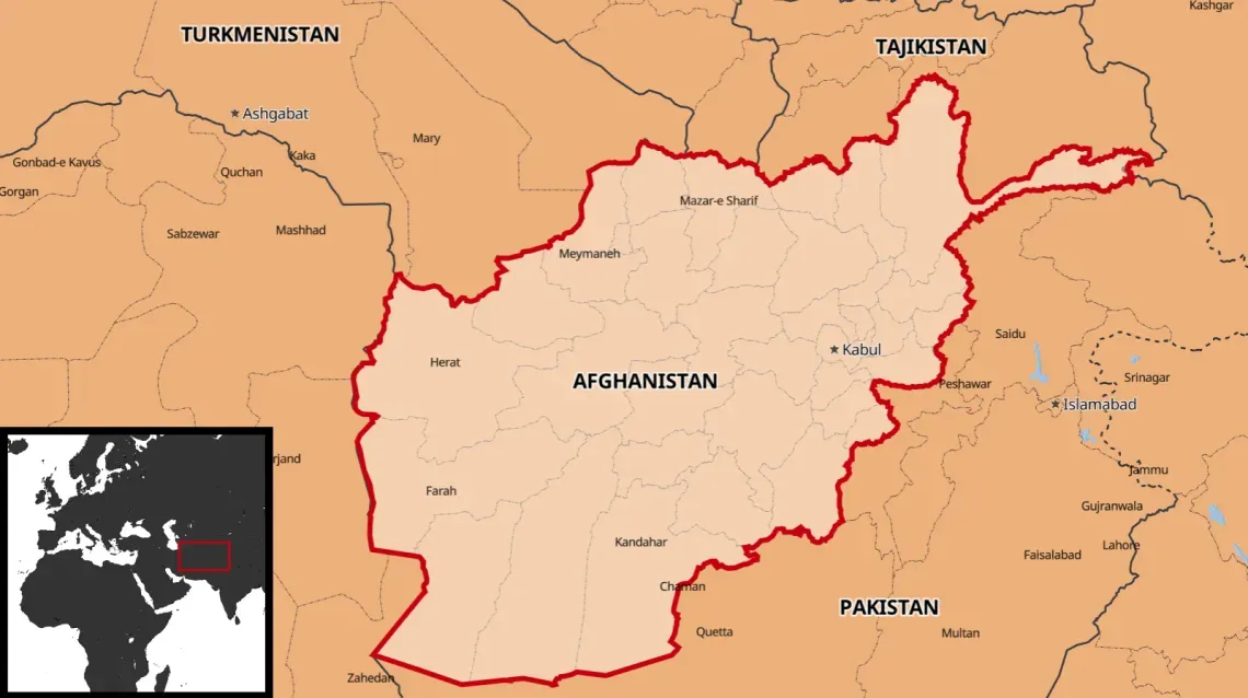 Map of Afghanistan for a TV news