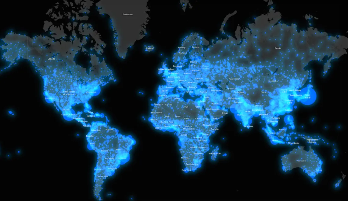 data visualisation on the dark map