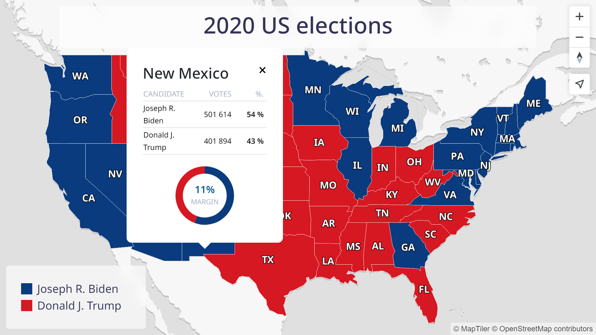 Interactive 2020 US election map