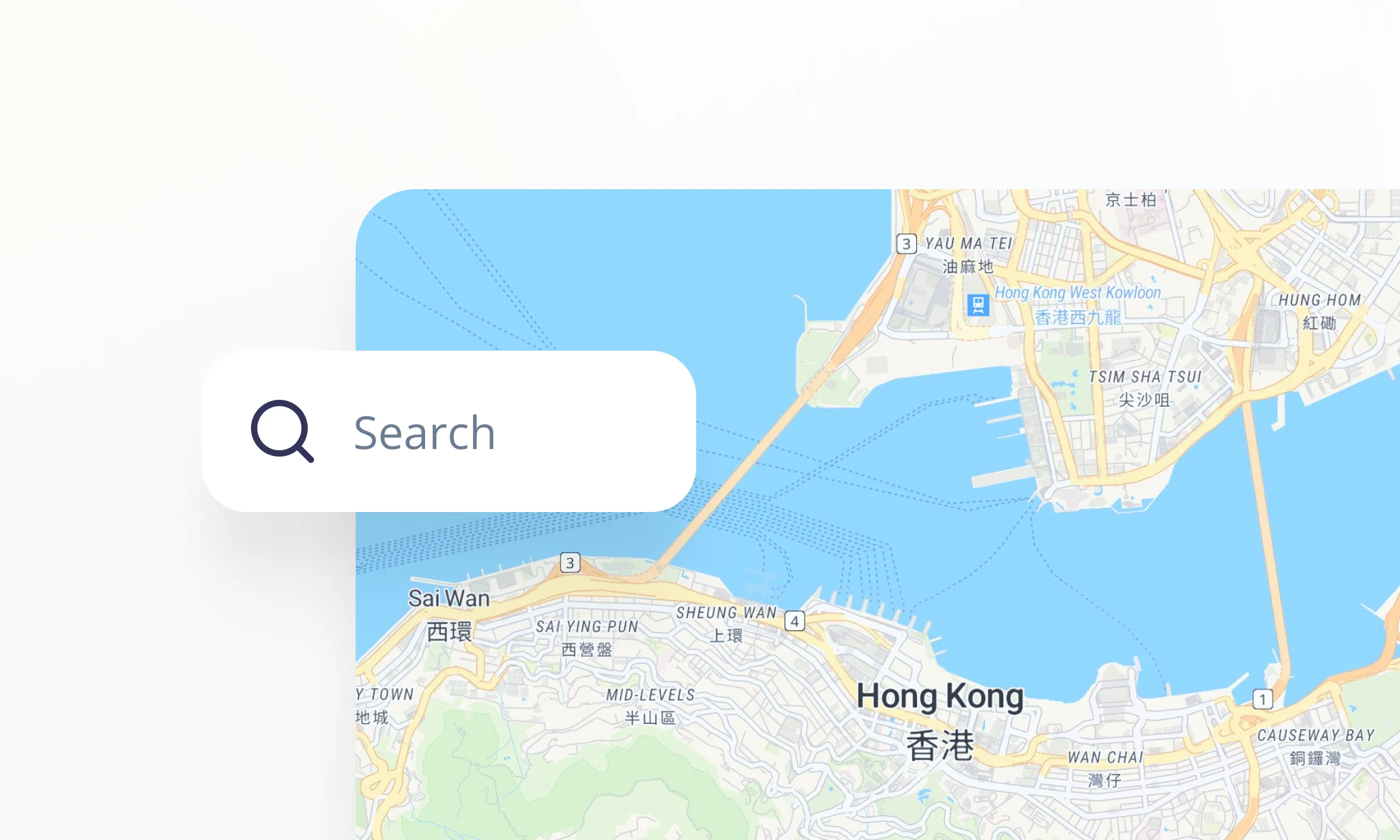 Map with multiple languages and search