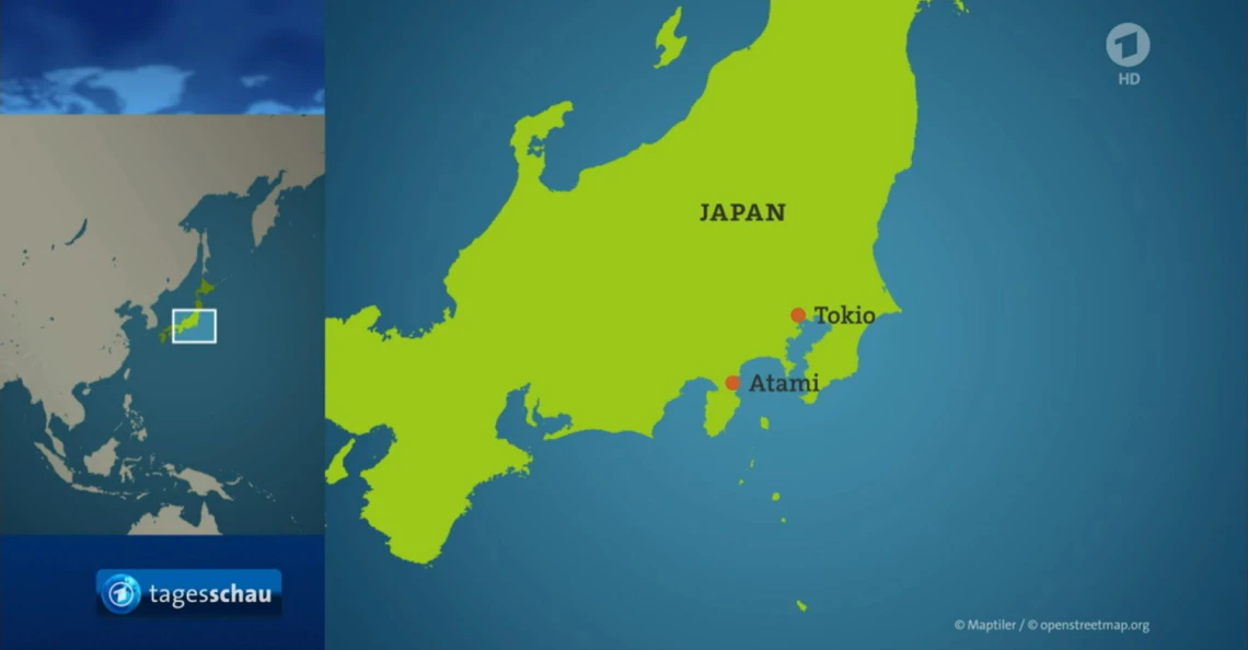 map of japan in the TV news