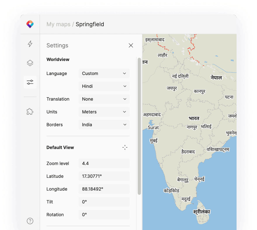 Maps for local or global audiences in MapTiler customize