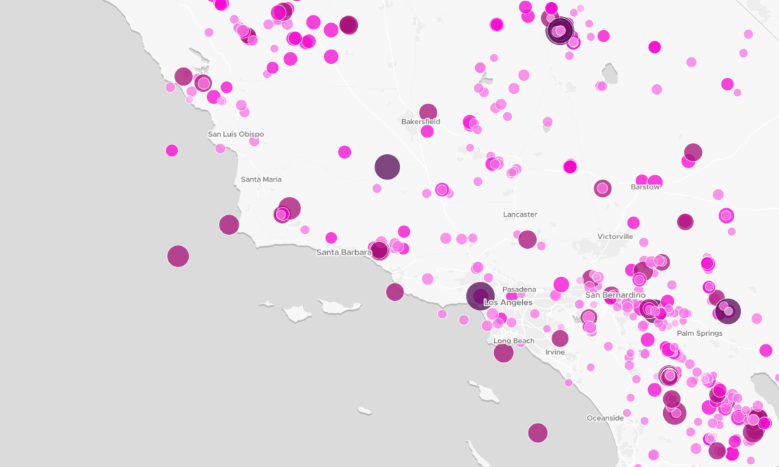Earthquake points visualized on a dataviz style basemap