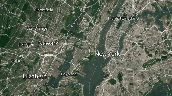 Satellite map of New York