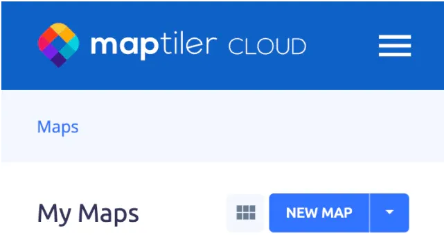 step 1 new map in MapTiler Cloud