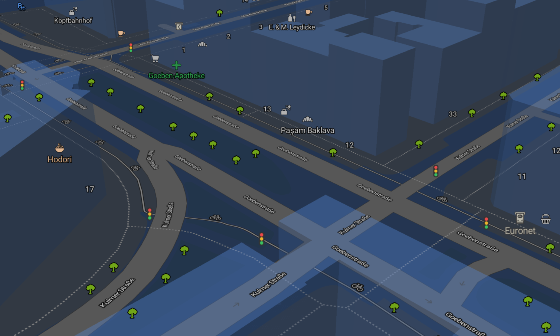 MapTiler Streets can be switched to dark mode easily