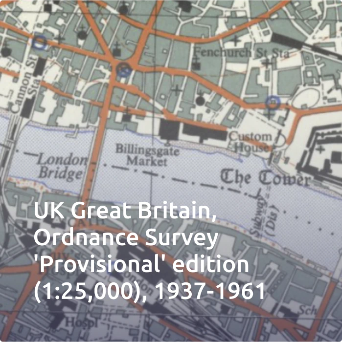 UK Great Britain Ordinance Survay 'Provisional' edition (1:25,000), 1937-1961
