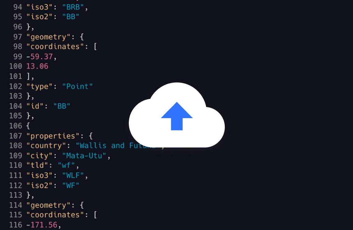 upload your own geographical data using the geojson format