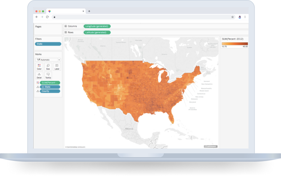 Tableau software with a custom map