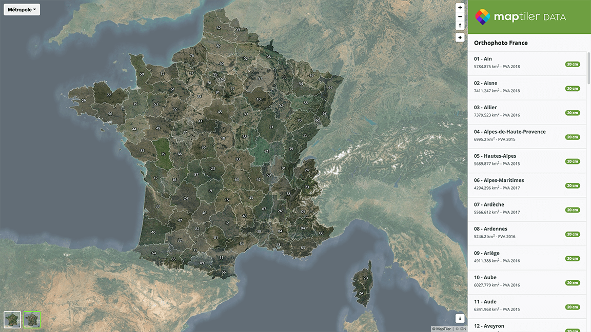 Ortophoto map of France