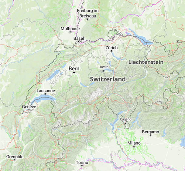 Mapa de senderismo de Suiza