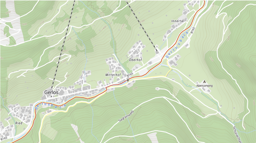 Map with hiking trails