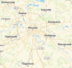 map of Moscow written in Cyrilic