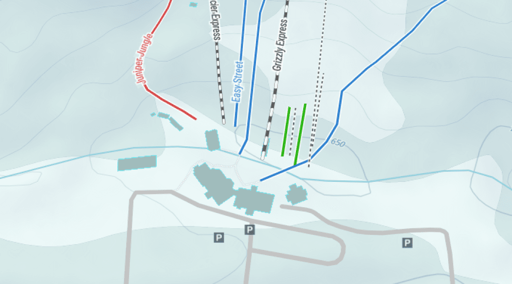 ski lifts on a winter map