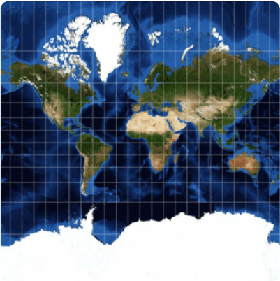 World displayed using mercator projection