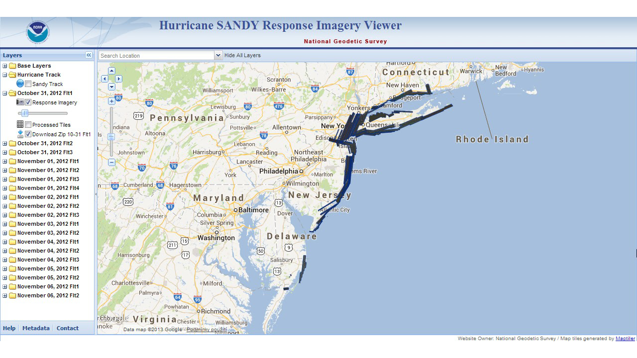 NOAA: Hurricane Sandy - MapTiler renders aerial photos image