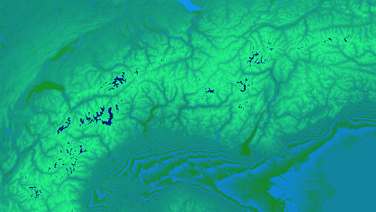 RGB-encoded elevation data in MapTiler Cloud image