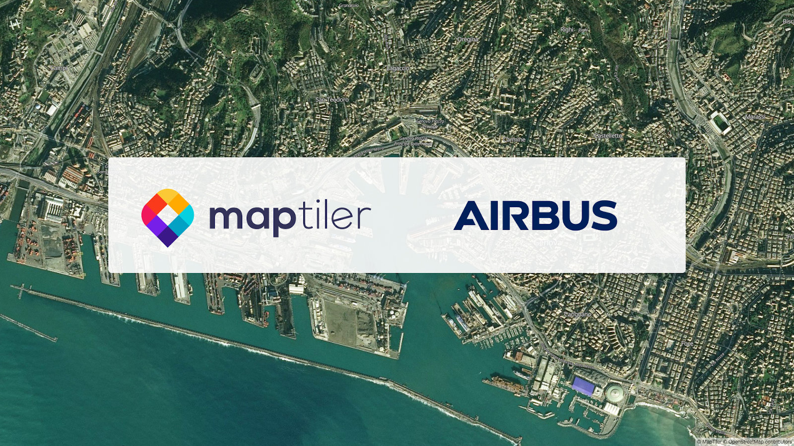 Le mappe satellitari di Airbus nell'immagine API di MapTiler Maps