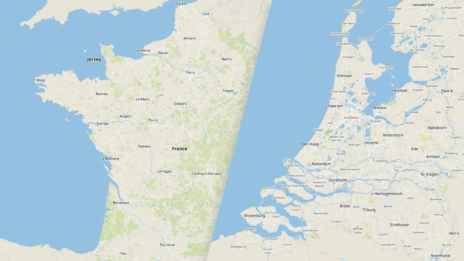 OpenStreetMap in French Lambert and Dutch Rijksdriehoekstelsel map projections
