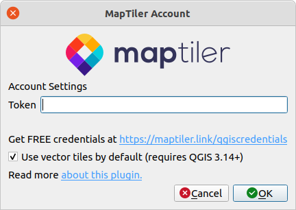 Autenticazione del plugin QGIS di MapTiler