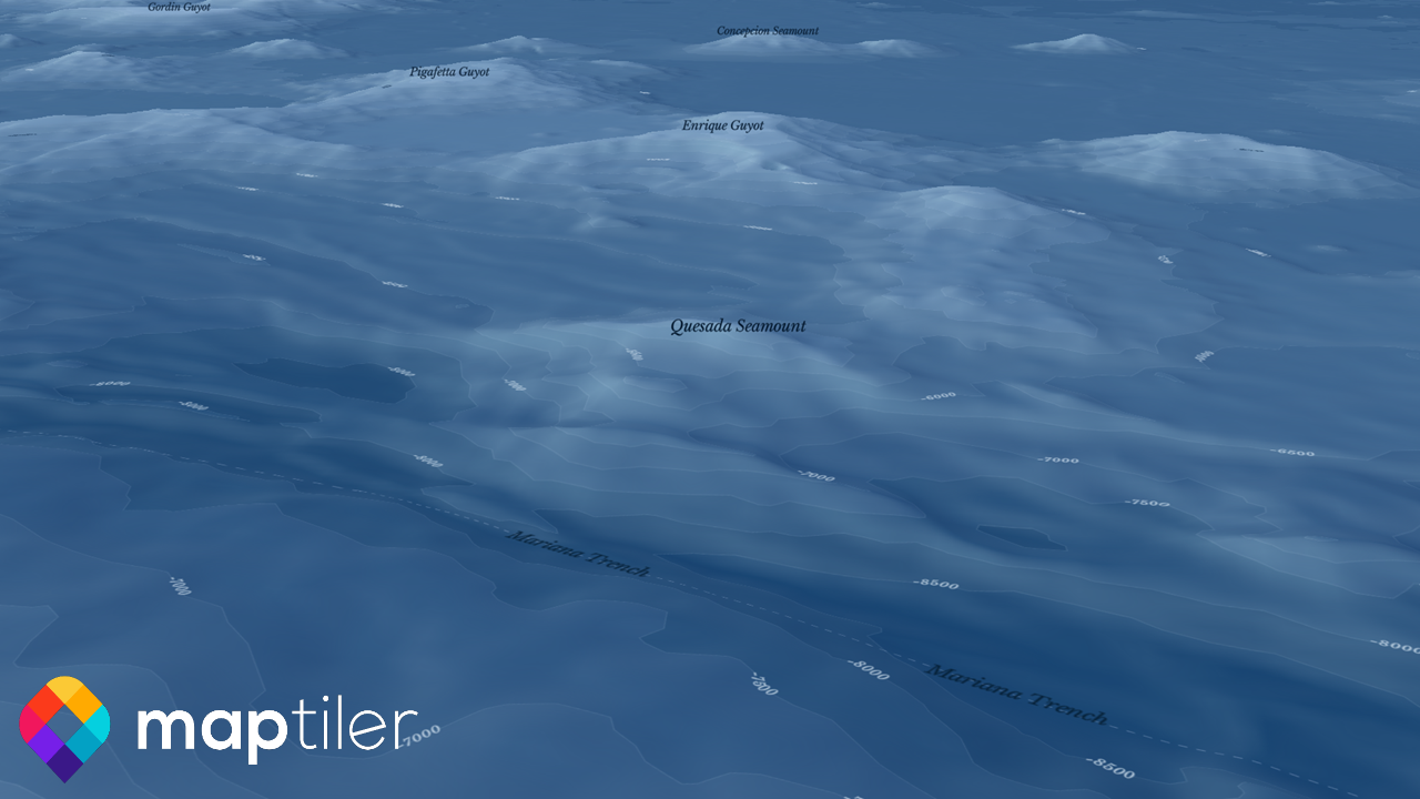 Fondale marino 3D con ombreggiatura delle colline